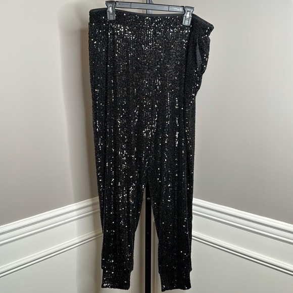 Cable & Gauge black Sequin joggers size extra large - Picture 1 of 6